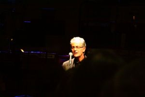 Charles Amirkhanian speaking briefly to introduce the performance.