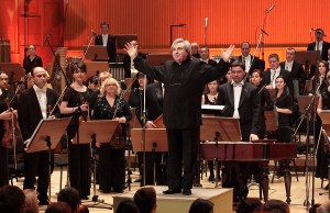 Maestro Gheorghes Mustea with his Orchestra of Teleradio Moldova Corporation.